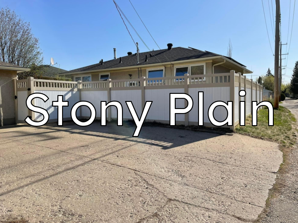 Vinyl fence installation in Stony Plain designed for clay soil and harsh winters